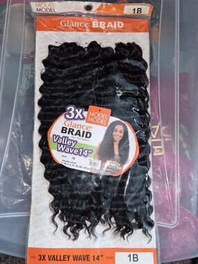 MODEL MODEL 3X Glance Braid Valley Wave14" Crocheting Hair (1B)
